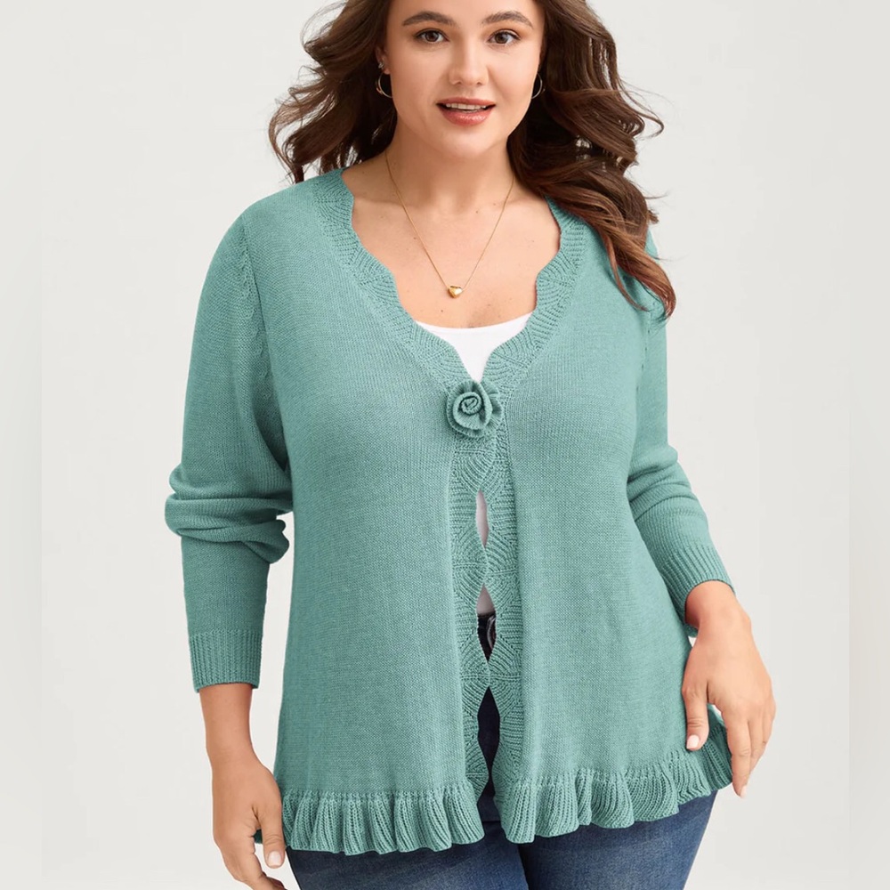 Women's Green Cardigan Sweater